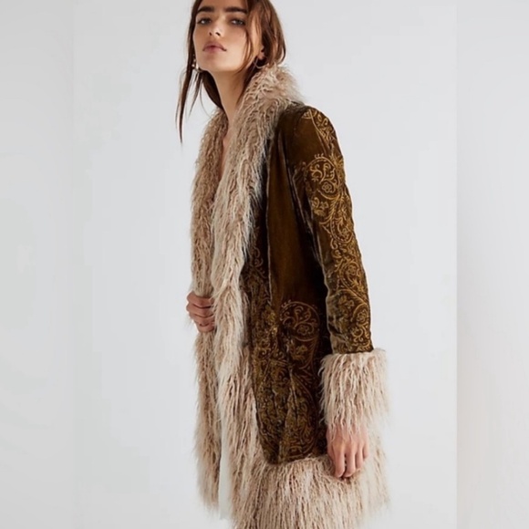 Forever 21 Penny Lane Faux Fur Trim 70s Retro Style Shag Coat Almost Famous SM - Picture 1 of 15